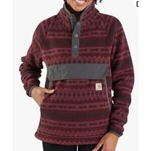 Carhartt Relaxed Fit Burgundy Aztec Print Pullover Women's Small 4/6